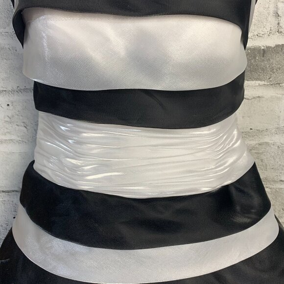 Xcite Impressions Striped Sleeveless Fit & Flair Tulle Formal Mini Dress - Picture 3 of 16